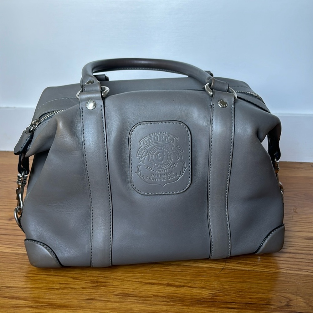 Gray leather Ghurka Bag - made in Italy